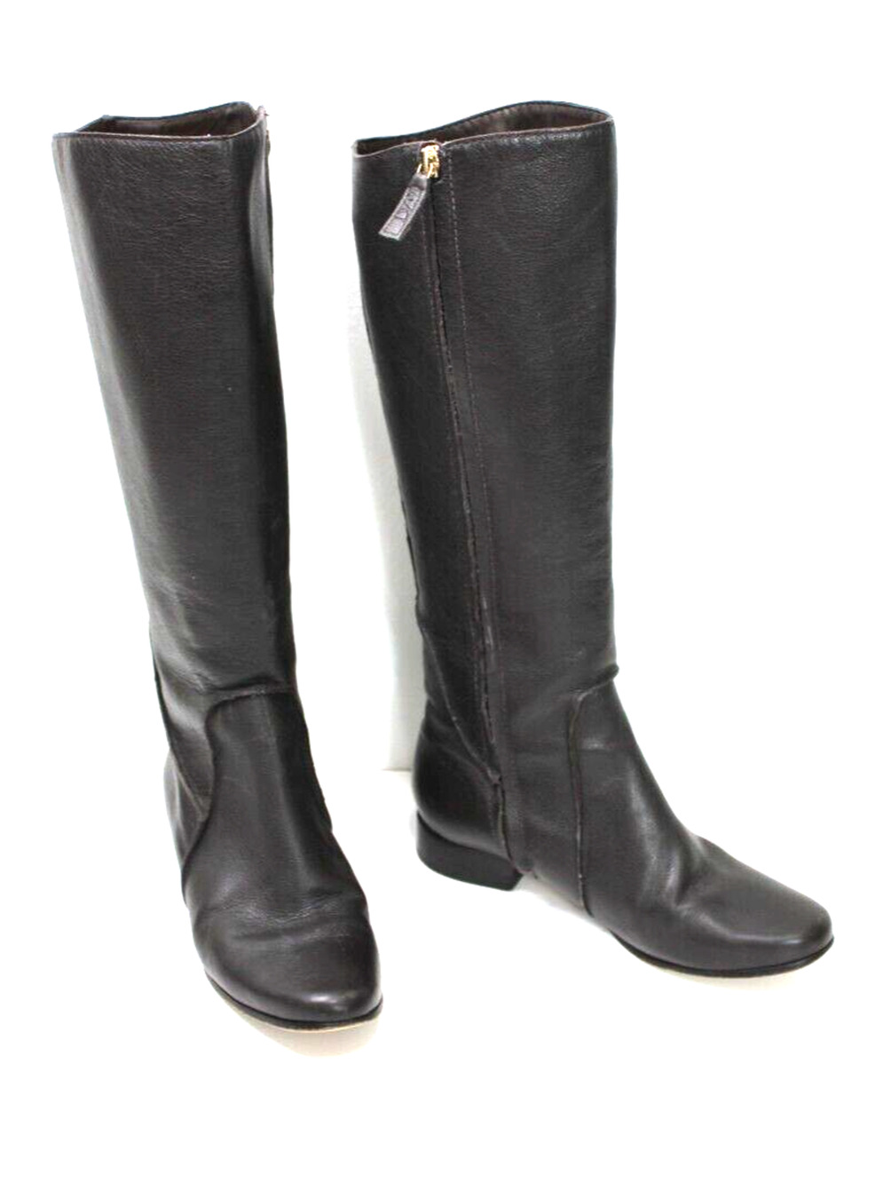 Diane Von Furstenberg Boots Women's 6.5 Brown Leather Tall Flat Riding Zipper